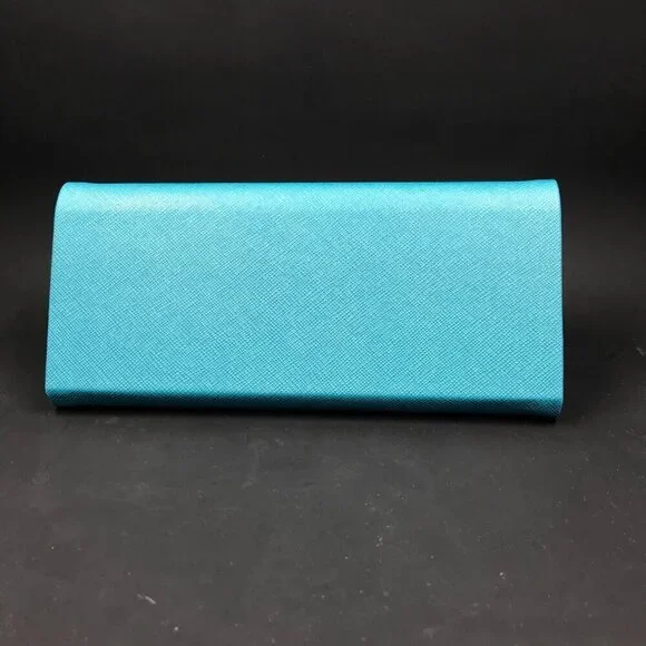 Zenni Aqua/teal/blue sunglass or eyeglass case.  Triangle design, lays flat - Picture 4 of 8